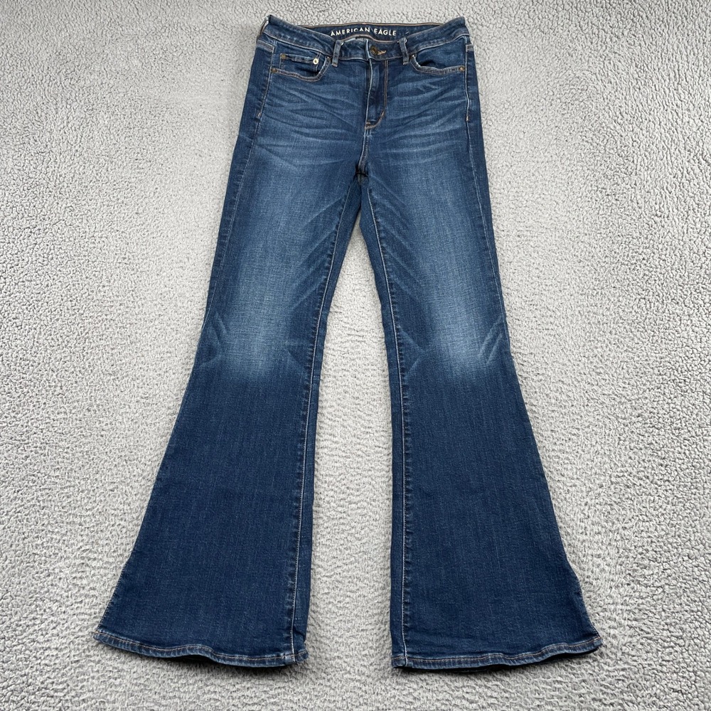 American Eagle Jeans Womens 10 Blue Super Hi-Rise Flare Super Stretch 17894